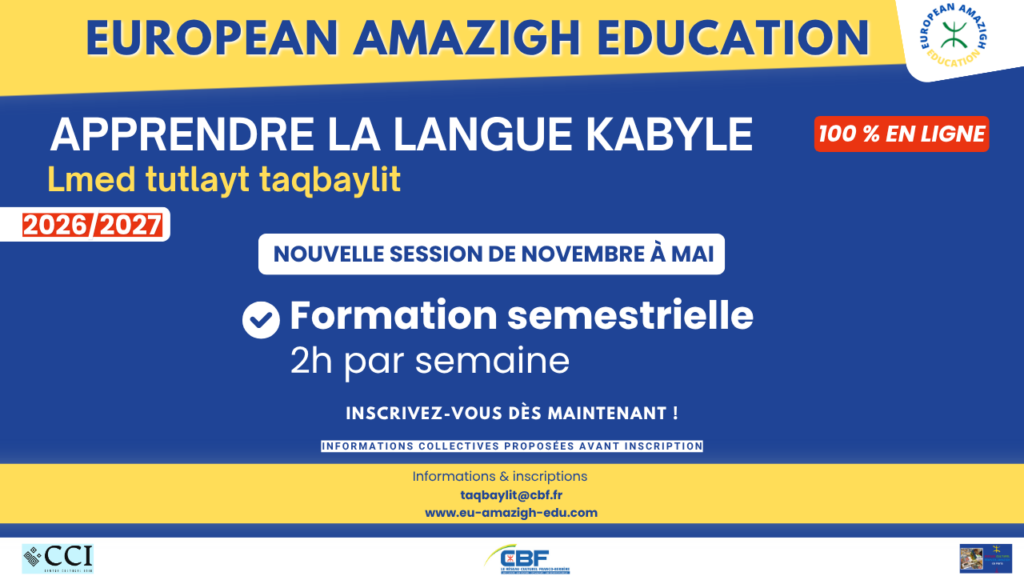 Apprendre le kabyle en ligne : nouvelle session de novembre 2026 à mai 2027